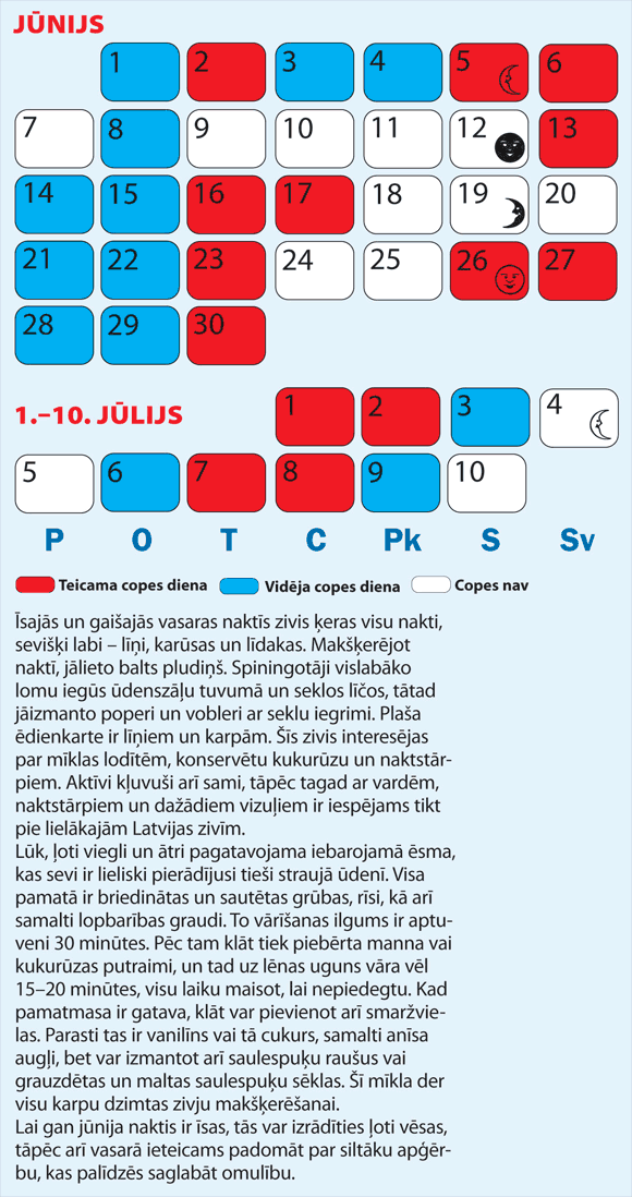 Copes dienu kalendārs Jūnijam un Jūlija sākumam Copes dienu kalendārs Jūnijam un Jūlija sākumam